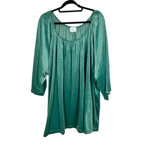 Retro Velour Mini Dress XL Green Velvet Holiday Festive Oversized Chic Glam 80s